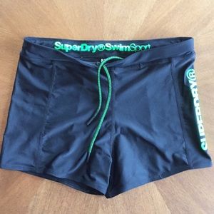 Superdry Sport Swim Midi Shorts - Black / Green